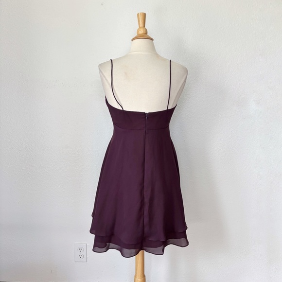 Vintage 90s Dark Purple Metallic Babydoll Sleeveless Cocktail Dress - Picture 11 of 13